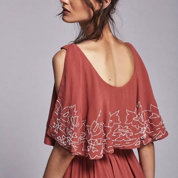 Free People Sylvia Sequin Beaded Flounce Mini Wrap Dress - Picture 5 of 14